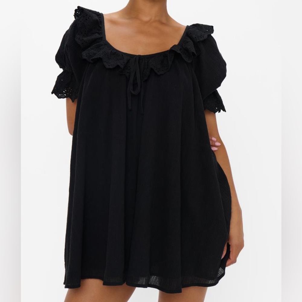 Show Me Your Mumu Black Pufflseeve Mini Dress